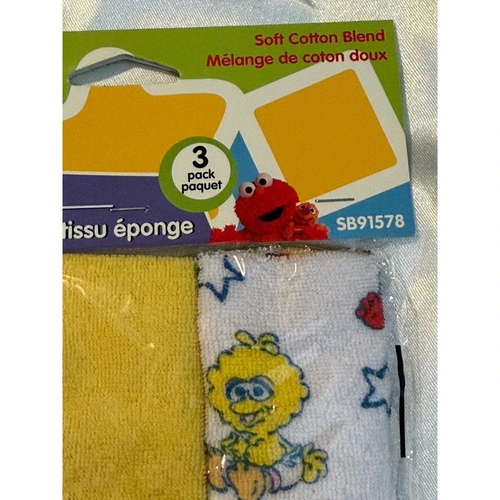 Sesame Beginnings Sesame Street Terry Washcloths 3 Pack Elmo Big Bird SB91578